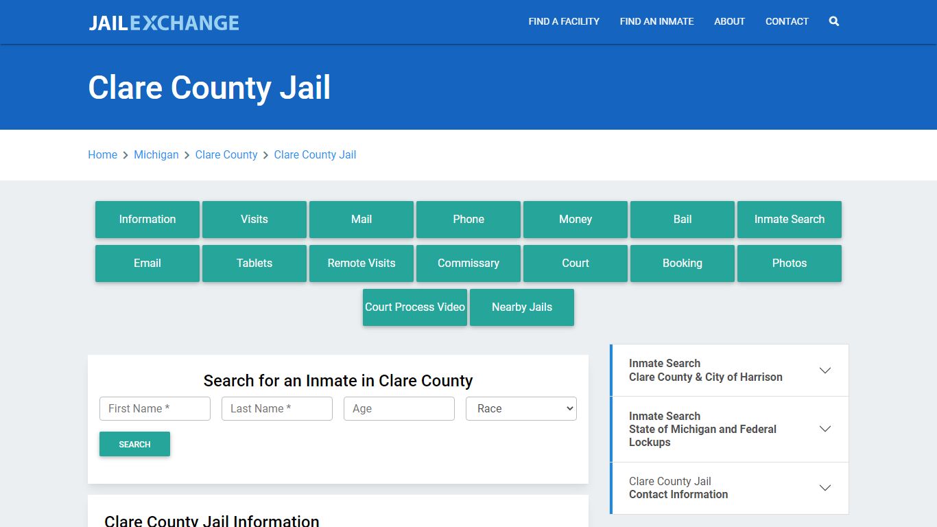 Clare County Jail Roster Lookup, MI, Inmate Search