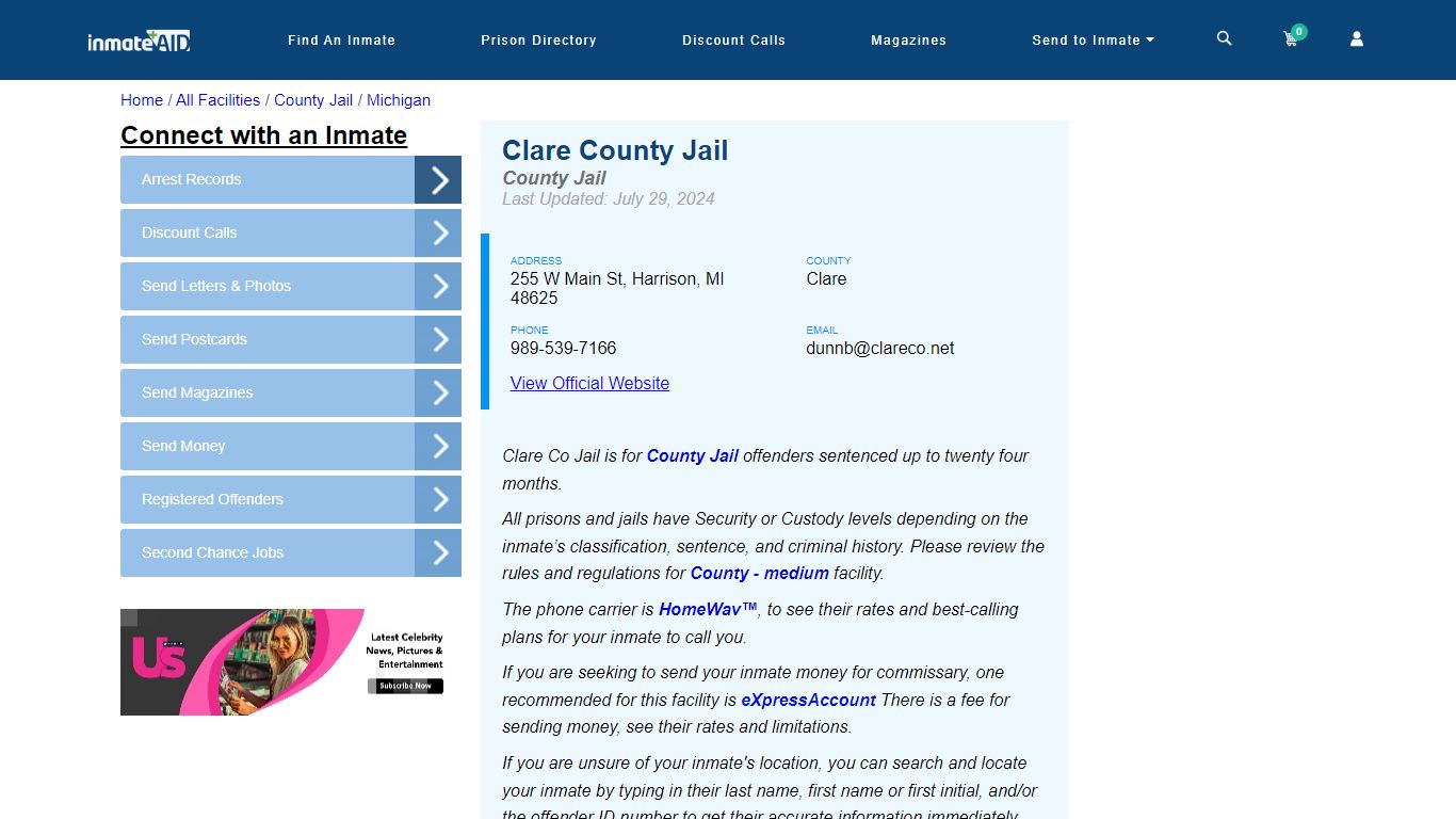 Clare County Jail - Inmate Locator